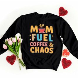 Mom Fuel Coffee & Chaos - Giftful おもしろい Mom スウェットシャツ