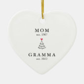 Mom | Gramma Year Est. クリスマス セラミック オーナメント (正面)