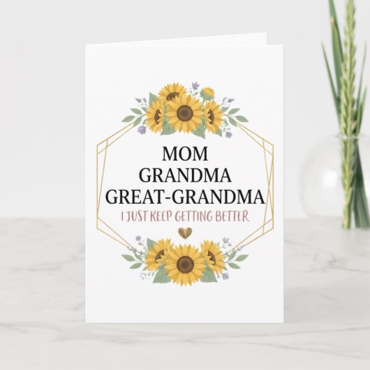 Mom Grandma Great Grandma Floral Family Pride  カード (正面)