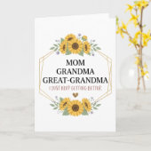 Mom Grandma Great Grandma Floral Family Pride  カード (黄色い花)