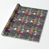 "Mom" Gray Plaid Snowman Christmas Wrapping Paper ラッピングペーパー (アンロールド)