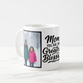 Mom Greatest Blessing ブラシスクリプトカスタム2枚の写真 コーヒーマグカップ (正面左)