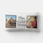 Mom Greatest Blessing 2 Photo Custom Black White ランバークッション (裏面)