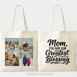 Mom Greatest Blessing 4 カスタムフォトモダングリッド トートバッグ