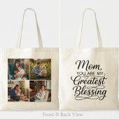 Mom Greatest Blessing 4 Photo Custom Grid Modern トートバッグ