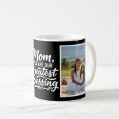 Mom Greatest Blessing Brush Script 2 Photo Black コーヒーマグカップ (正面右)