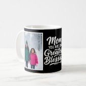 Mom Greatest Blessing Brush Script 2 Photo Black コーヒーマグカップ (正面左)
