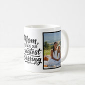 Mom Greatest Blessing Brush Script Custom 2 Photo コーヒーマグカップ (正面右)