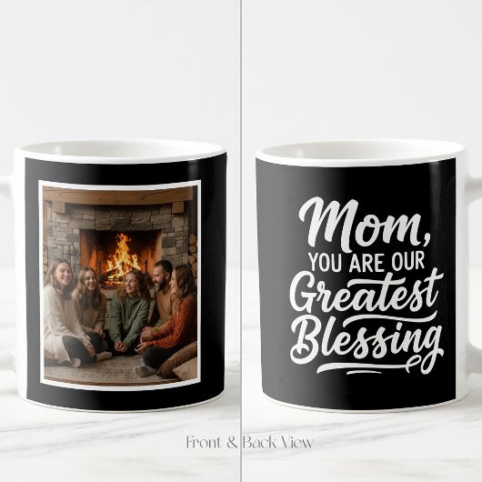 Mom Greatest Blessing Custom 1 Photo Simple Black コーヒーマグカップ