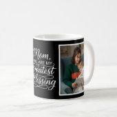 Mom Greatest Blessing Heartfelt 2 写真 ブラック コーヒーマグカップ (正面右)