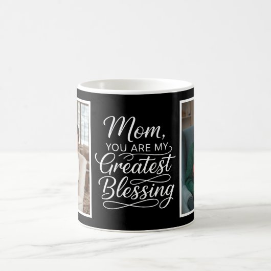 Mom Greatest Blessing Heartfelt 2 Photo Black コーヒーマグカップ (中央)