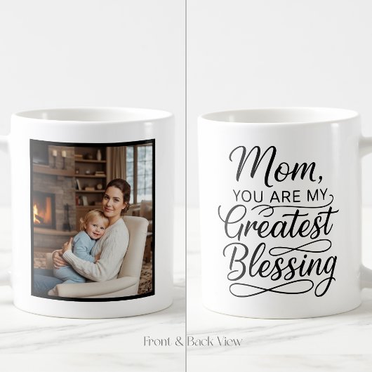 Mom Greatest Blessing Heartfelt Easy Custom Photo  コーヒーマグカップ