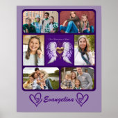 Mom Guardian Angel Wings 6フォトコラージュと名前 ポスター (正面)