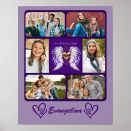 Mom Guardian Angel Wings 6フォトコラージュと名前 ポスター