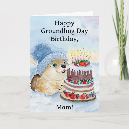 Mom Happy Groundhog Day Birthday  カード (正面)
