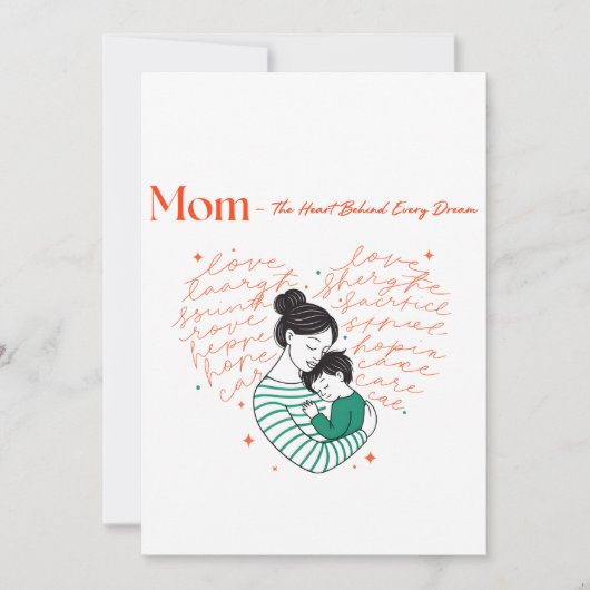 Mom Heart Love Typography Motherhood Art シーズンカード (正面)