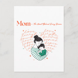 Mom Heart Love Typography Motherhood Art ポストカード