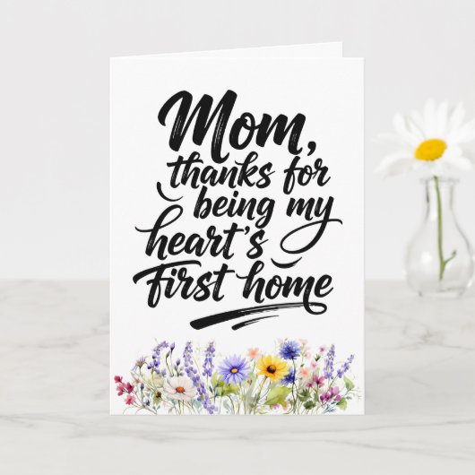 Mom Hearts First Home Watercolor Wildflower カード (小さな植物)
