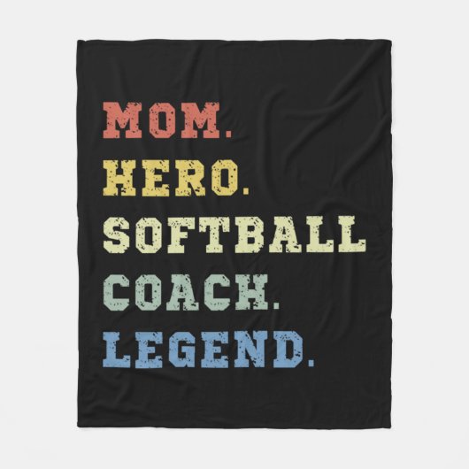 Mom hero softball coach legend フリースブランケット (正面)
