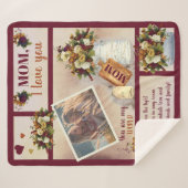 Mom I Love You写真秋フローラ |スクリプト文字 シェルパブランケット (正面(横))