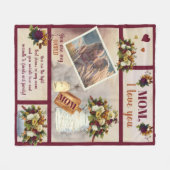 Mom I Love You写真秋フローラ |スクリプト文字 フリースブランケット (正面(横))