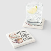 Mom I Run On Coffee And Chaos ストーンコースター (横)