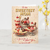 Mom, ice cream sundae, Mother's Day カード (黄色い花)