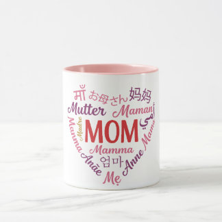 Mom in Multiple Language Heart Shaped Mother's day マグカップ