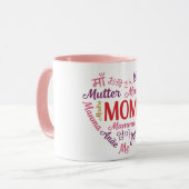 Mom in Multiple Language Heart Shaped Mother's day マグカップ (正面左)