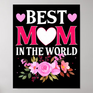 Mom in the world mommy floral mother's day cute mo ポスター