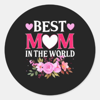 Mom in the world mommy floral mother's day cute mo ラウンドシール