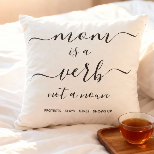 Mom Is a Verb Family Photo Collage Mother Keepsake クッション