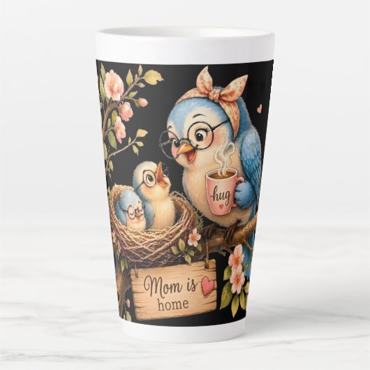 Mom Is Home Black Latte Mug Gift カフェラテマグ (正面)