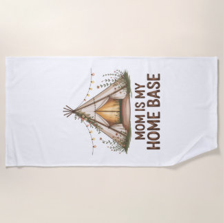 Mom Is My Home Base ビーチタオル