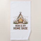 Mom Is My Home Base ビーチタオル (正面)