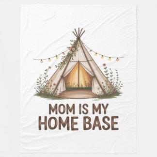 Mom Is My Home Base フリースブランケット
