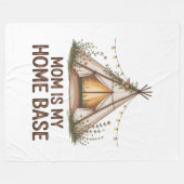 Mom Is My Home Base フリースブランケット (正面(横))