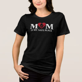 Mom Is My Safe Place エレガントな母性のタイポグラフィ トライブレンドＴシャツ