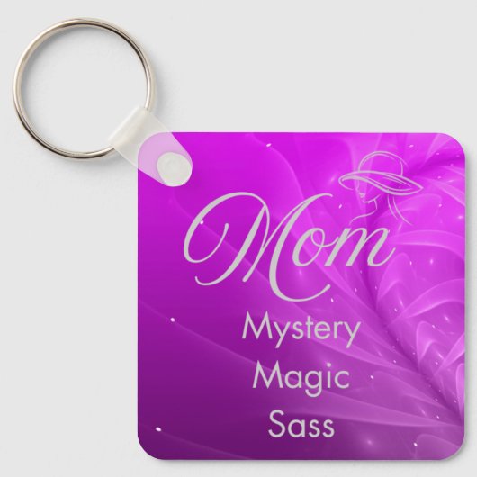 Mom is Mystery, Magic, Sass & Soul Keychain purple キーホルダー (正面)