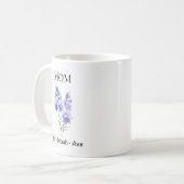 Mom July Birth Flower with Kids Names コーヒーマグカップ (正面左)