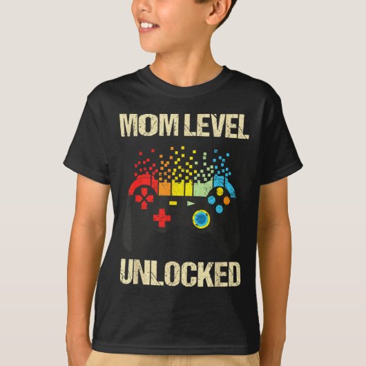 Mom Level Unlocked Funny New Mother Gamer Mothers  Tシャツ (正面)