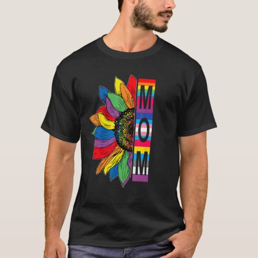 Mom LGBTQ Gay Pride Sunflower Tシャツ (正面)
