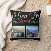 Mom Lifeブラックカスタム写真 クッション (ブランケット)