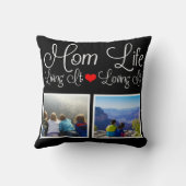 Mom Lifeブラックカスタム写真 クッション (裏面)