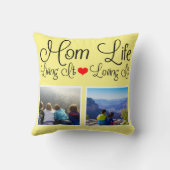 Mom Life黄色の写真 クッション (裏面)
