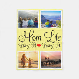 Mom Life黄色の写真 フリースブランケット