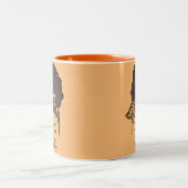 Mom Life, Black Afro Messy Bun，アフリカ系アメリカ人 ツートーンマグカップ (中央)