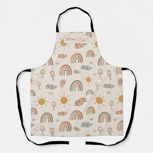 Mom Life Boho Rainbows Personalized エプロン (正面)