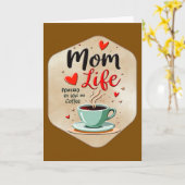 Mom Life Coffee Time – Minimal Design カード (黄色い花)