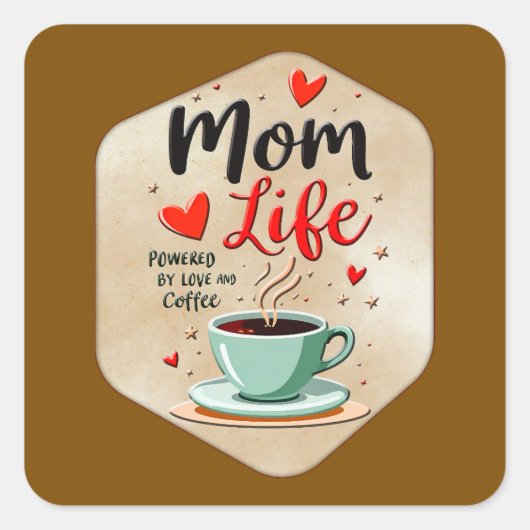Mom Life Coffee Time – Minimal Design スクエアシール (正面)